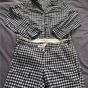 J. Crew Navy & White Gingham Pajamas